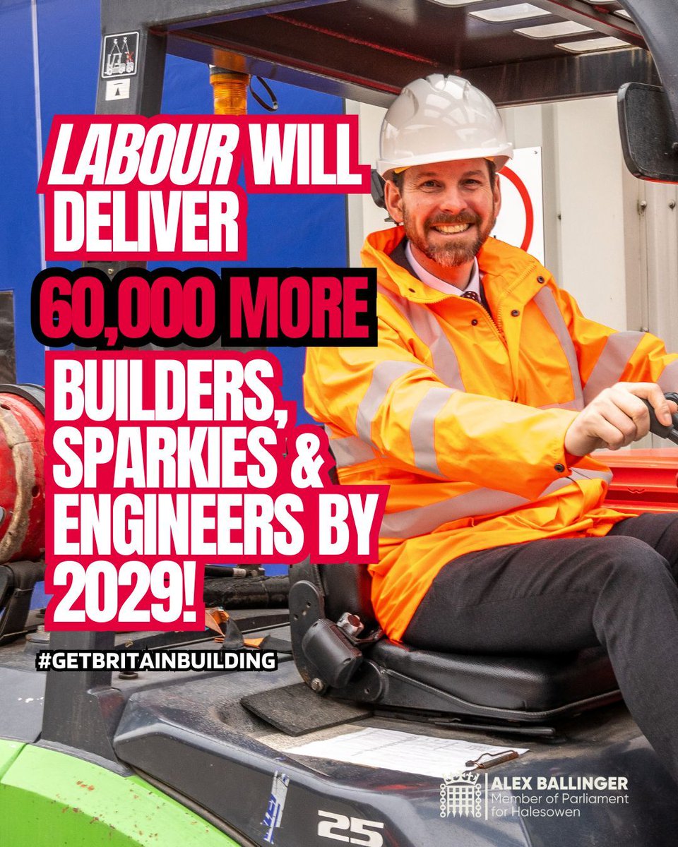 🚨 BIG NEWS: Labour is investing £600m to train 60,000 more brickies, sparkies &amp; engineers—so we can build 1.5 million new homes! More apprenticeships, new Technical Colleges &amp; real support for businesses. This is how we get Britain building again. #GetBritianbuidling
