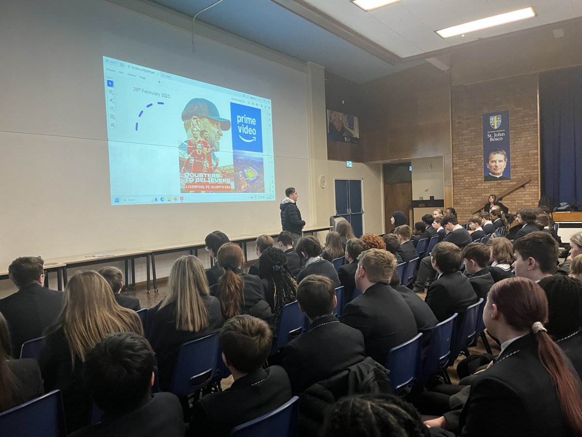 SalesianAcademy's tweet photo. ✍️👮♀️All of our Year 8 yesterday took part in a special assembly on #Poetry with local guest speaker Joseph Roberts.
Some pupils also took part in a spoken word and video content creation workshop working with #InDemandRadio.
#MerseysidePolice #InDemandRadio #SpringBoard https://t.co/wSbdvj5tjy