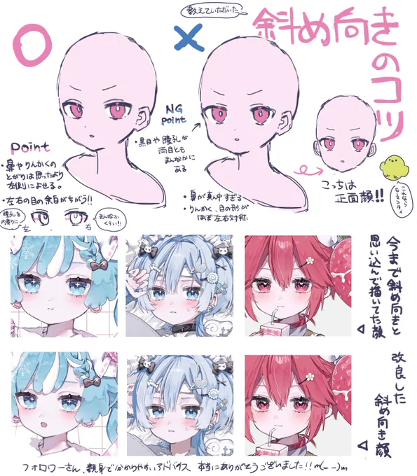 斜め向き顔を描くコツが何となくわかった気がする! 