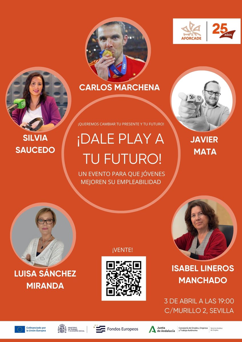 Asoc_AFORCADE's tweet photo. 'Dale Play a tu Futuro'   

Te esperamos el 3 de abril a las 19h en Sevilla  

Apúntate!
https://t.co/CBuXatkL1U

@canalsursevilla @adirecto @EFE_Andalucia @CadenaSERAnd @abcdesevilla @RAInformacion @CanalSurRadio @CSurNoticias @canalsur @diariosevilla https://t.co/CFxJtLDmpE