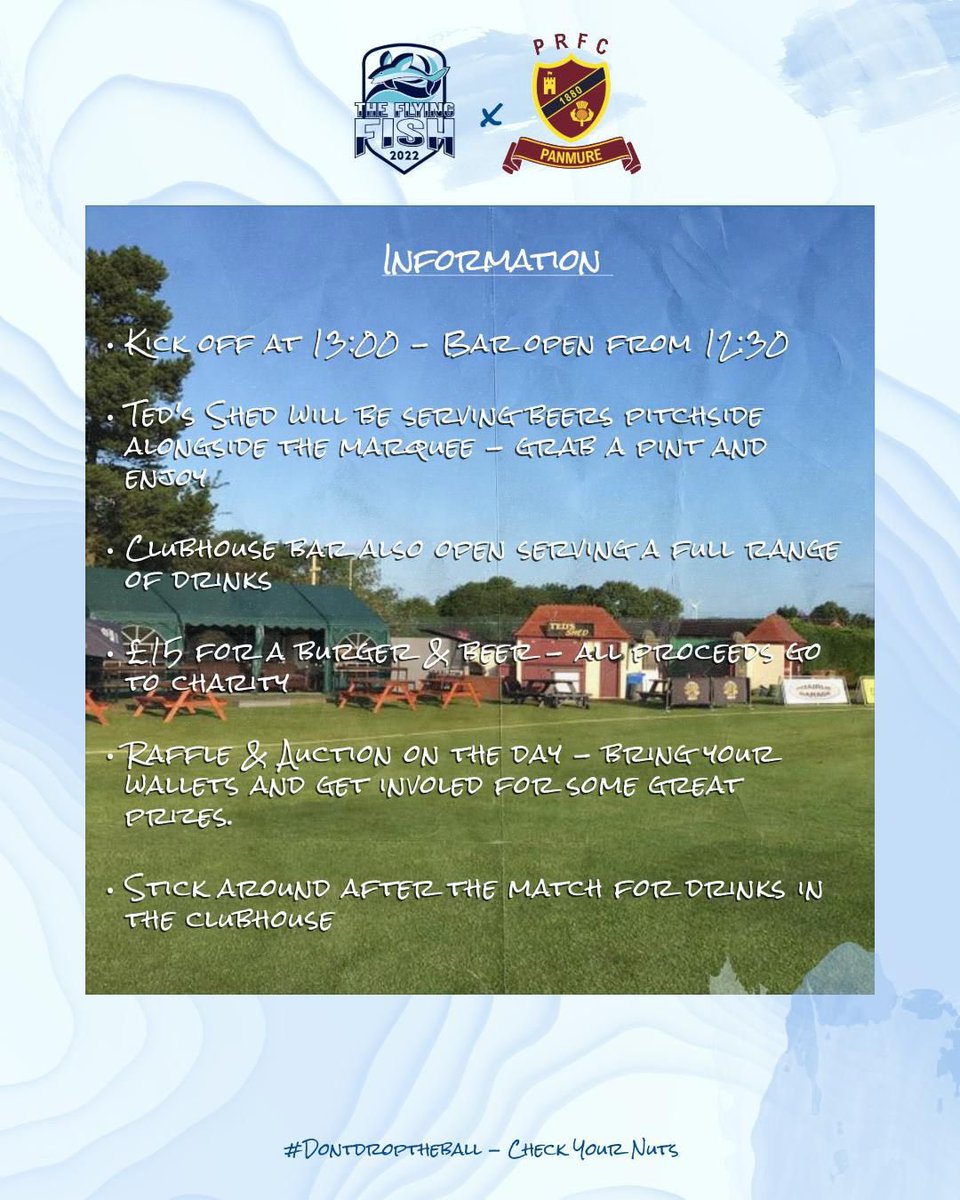 Panmure vs The Flying Fish - Charity match this Saturday- facebook.com/share/192v8MZX…