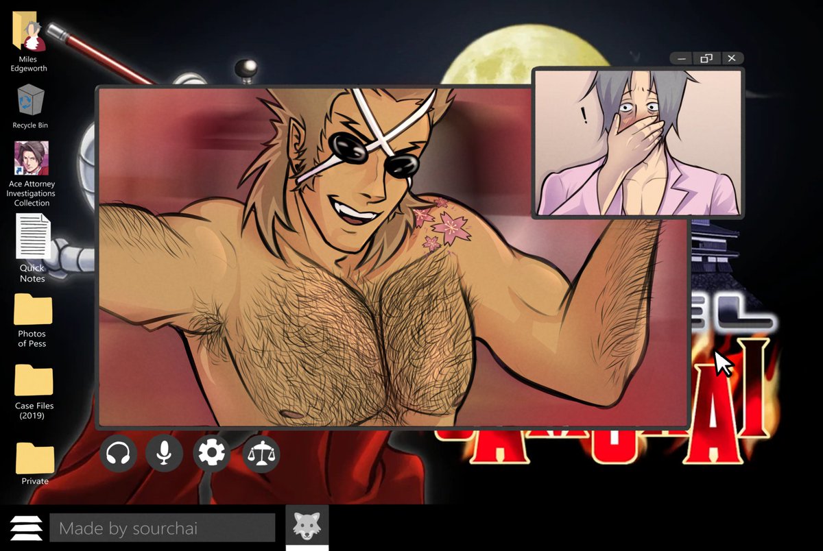 day 5: long distance

lang's trying to show edgeworth his new hotel room in borginia, but he's pretty distracted about something else that's on screen.... 

#langworthweek2025 #aceattorney #aai