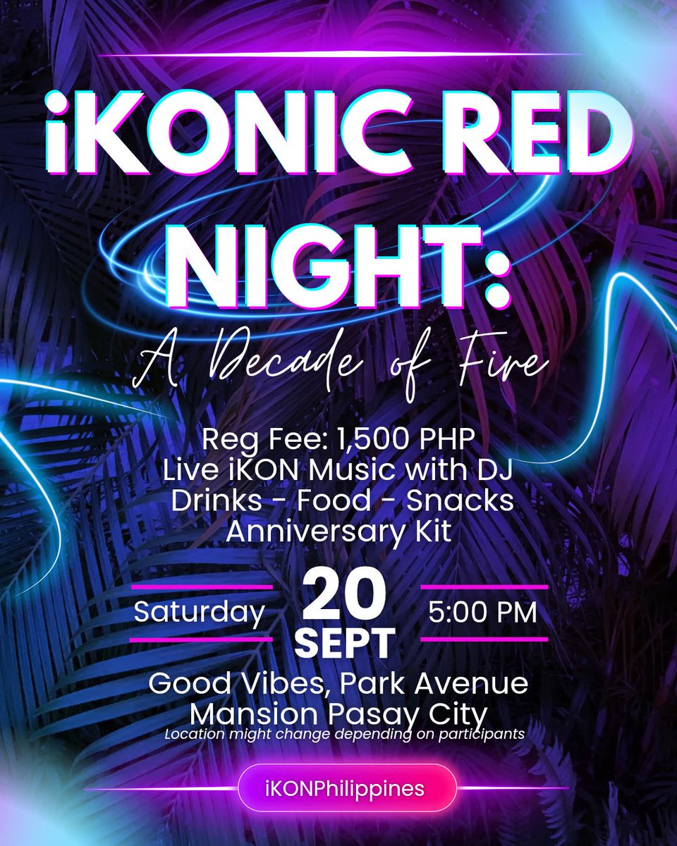 iKONPhilippines's tweet image. 🎉 iKONICs, let’s celebrate iKON’s 10th Anniversary with a club party! 🥂✨

🔗 Register now: bit.ly/iKONICDecade

Event pushes through with 40+ attendees—invite your fellow iKONICs! 

See event posters for more info
🛑 Sponsorships now open!
#iKONICDecade #iKON @iKONIC_143