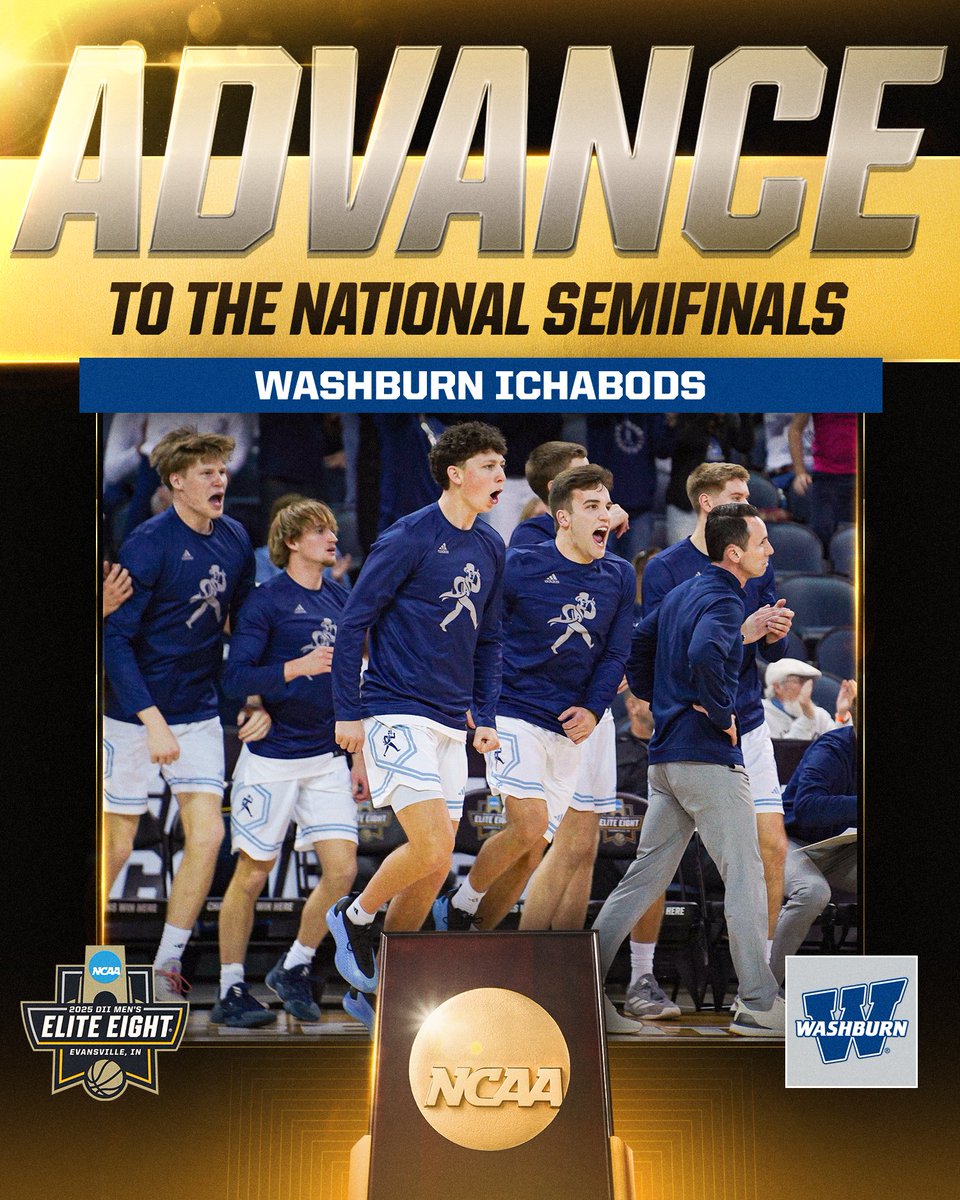 NCAA Division II (@ncaadii) on Twitter photo Spot clinched🔒
<a href="/IchabodMBB/">Washburn MBB</a> advances to the #D2MBB semifinals!
#MEliteEight | #MakeItYours Spot clinched🔒
<a href="/IchabodMBB/">Washburn MBB</a> advances to the #D2MBB semifinals!
#MEliteEight | #MakeItYours