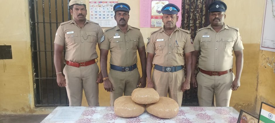 On 25.03.2025 Korukkupet RPS HC &amp; Team Seized 05 Kg quantity of Ganja while checking T.No.18189 Tata Nagar Exp in back general compartment. Ganja handed over to PEW/ Washermanpet, Chennai. The Special Team is appreciated by GRP Senior Officers.