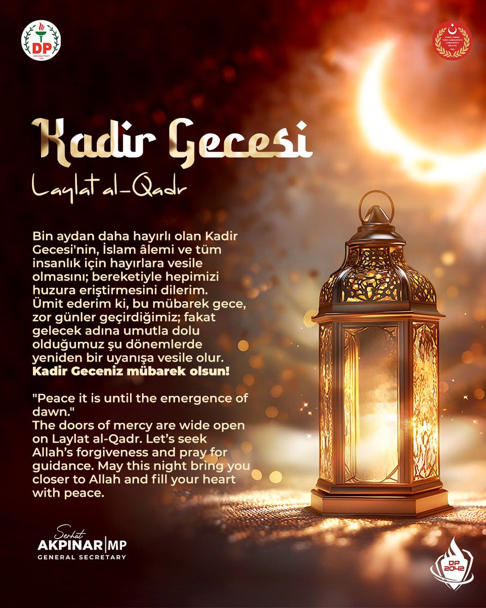 akpinar_serhat's tweet photo. Bin aydan daha hayırlı olan bu mübarek gecede dualarımız kabul, İslam alemi ve tüm insanlık için hayırlara vesile olsun , gönlümüz sevgi ve huzurla dolsun. Kadir Gecemiz mübarek olsun . #KadirGecesi @FikriAtaoglu @DemokratParti92 https://t.co/ln2M9CLCc3
