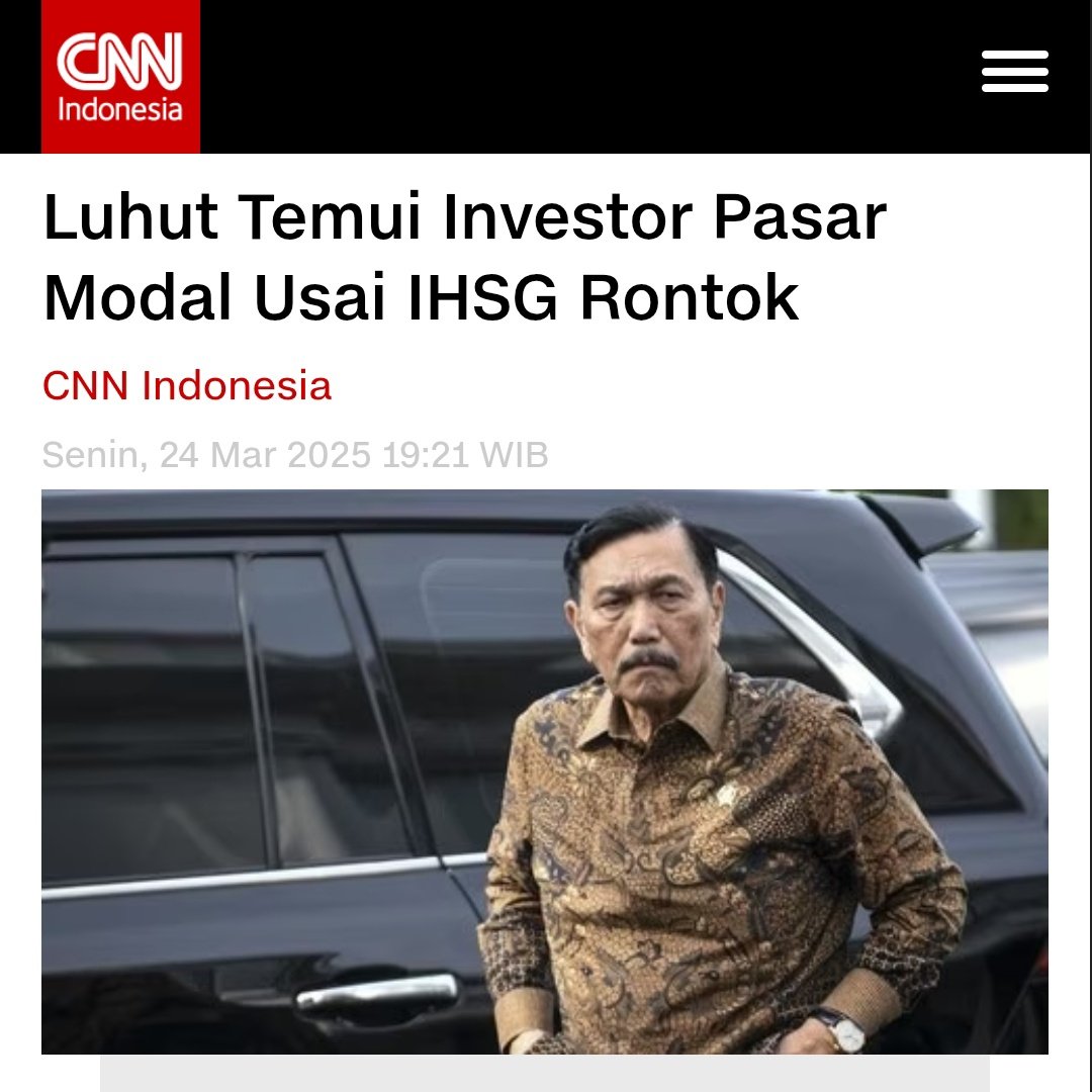 StefanAntonio__'s tweet photo. .
.
Kemaren-kemaren katanya IHSG ga ngaruh ??!!
Katanya IHSG cuma mainan Orang Kota ?? PANIK YA ??!!!

IHSG AMBROL, Luhut gercep temui Investor Pasar Modal
Hari ini disusul RUPIAH AMBRUK JUGA terhadap USD

Yang paling bener mesti Kalian lakukan itu
BATALKAN UU TNI dan BATALKAN RENCANA REVISI UU POLRI !!!
Bukannya Silat Lidah bikin Alibi sana sini

Dan jangan bikin Rakyat Ngamuk Terus !!!
Pasar Ga Suka sama Kelakuan Kalian yang bikin Rakyat Marah terus-terusan
.
.