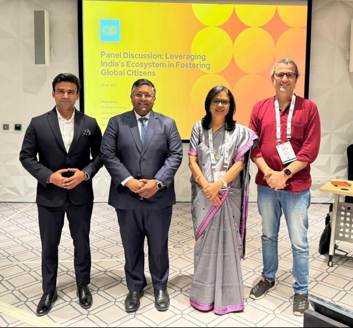 vidya_symbiosis's tweet image. Spoke at the panel organised by QS on Leveraging India’s ecosystem in fostering global citizens, at the APAIE conference. @TopUnis @symbiosistweets @Symbiosis_Dubai #globalcitizens #India #HigherEd