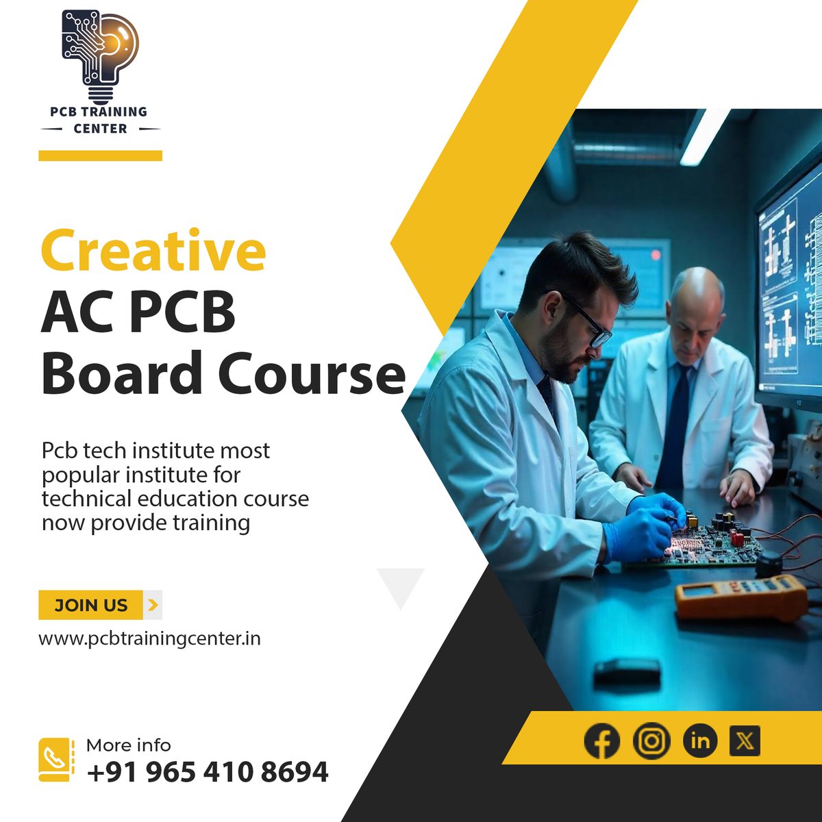 PcbTrainingGuru's tweet photo. The Future is Electronic — Are You Ready to Course It

#pcbtrainingcenter #engineering #electronics #techworld #TechEducation #technicaltraining #skills #courses #JobSkills #CareerGrowth #education 

Website : https://t.co/x0aT8Y2haG
Call Now : 093504 89977, 9654108694 https://t.co/CruFshGZAk