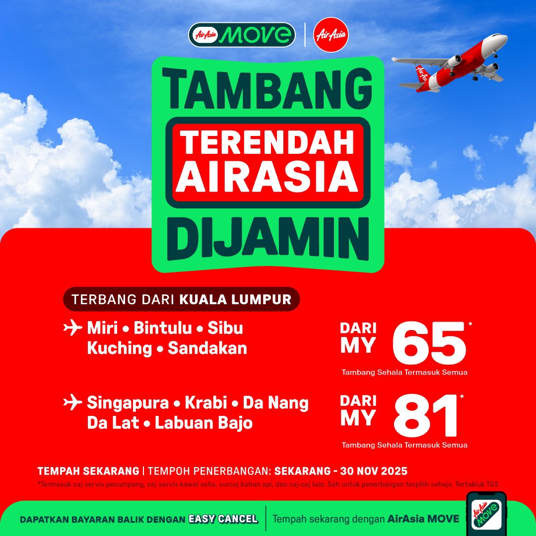 hsymazmi's tweet photo. Eh, I baru perasan yang AirAsia tengah buat promo for domestic flight? Macam tengah murah betul ni gais https://t.co/dwqjQNDPPH