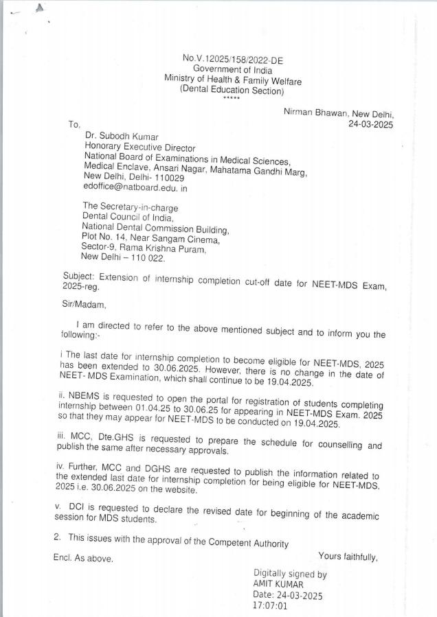 RguhsV's tweet photo. Neet MDS internship cutt off has been extended and applications will be live soon 
#MEDX #NEETMDS2025 https://t.co/o9t35ofu42