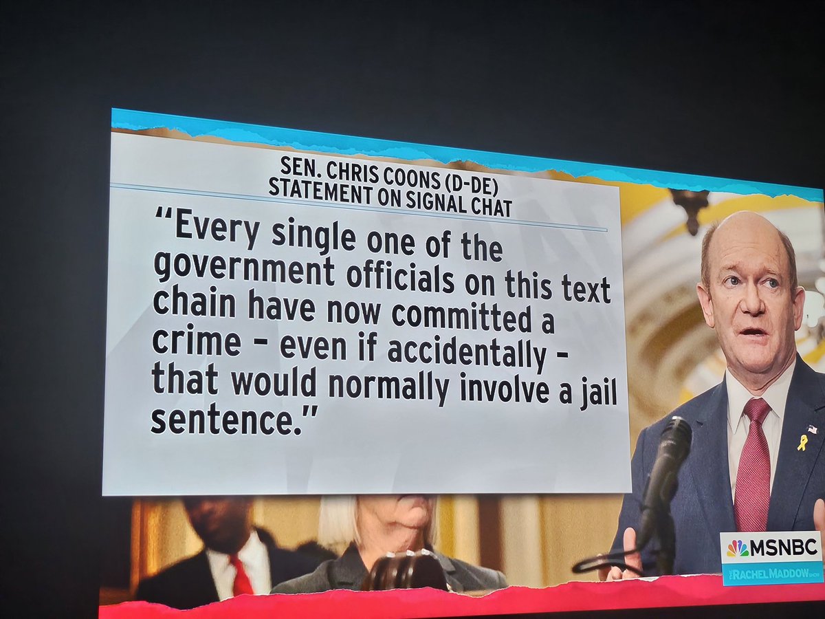 <a href="/MeidasTouch/">MeidasTouch</a> I think someone is going to lose their job over this. And I think it's Hegseth. He REALLY fucked up. There's a reason CJCS was not on this Signal text chain: BC WHAT THEY WERE DOING WAS ILLEGAL! Hegseth gave top secret war plans out on an unsecured app 2 hours prior to strike!