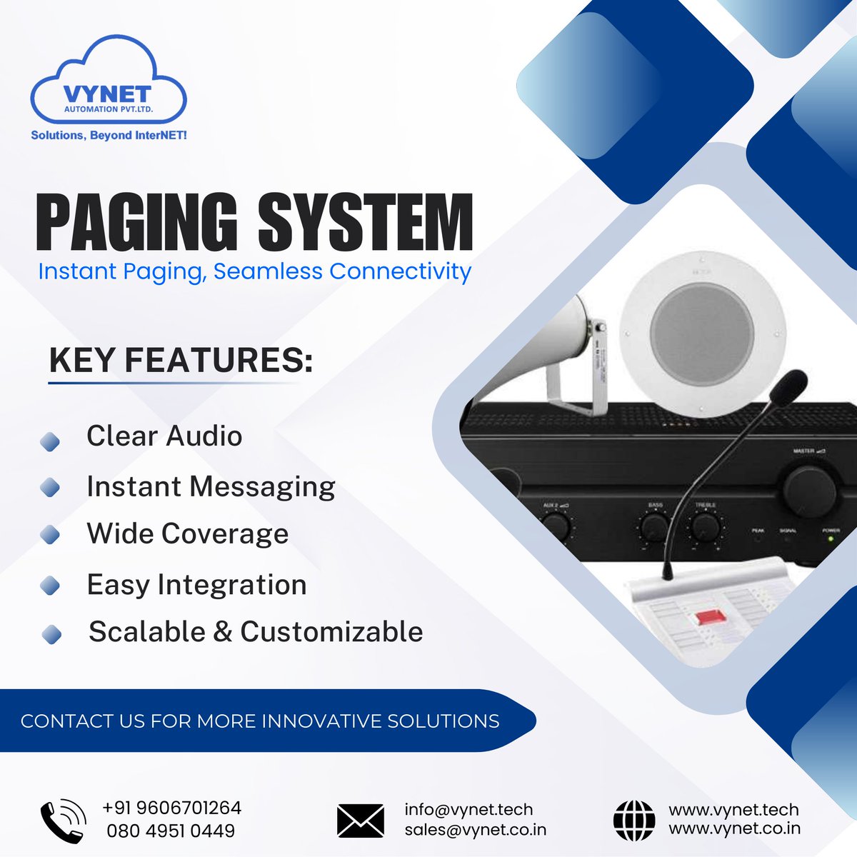 VYNETTECHNOLOGY's tweet image. Instant, clear, and reliable paging for seamless communication.

📞 +91 9606701264
📨 info@vynet.tech
🌐 vynet.tech

#PagingSystem #InstantCommunication #SeamlessConnectivity #ClearAudio #WideCoverage #ReliablePaging #SmartAnnouncements #EffortlessCommunication