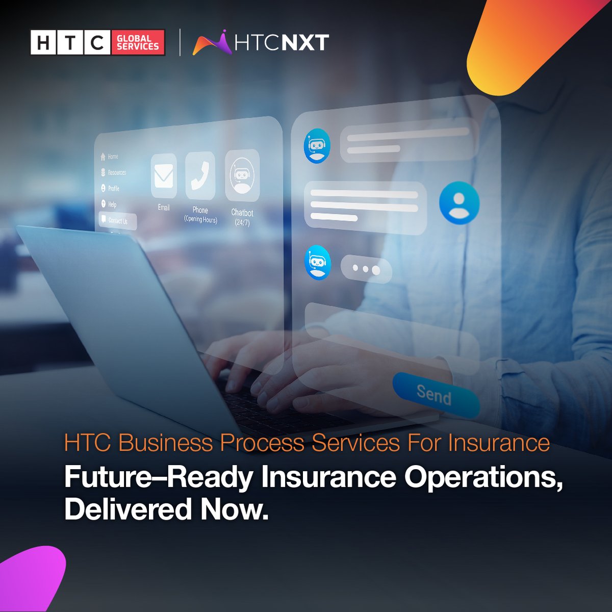 HTCInc's tweet photo. Recalibrate your insurance operations into future-ready, customer-centric powerhouses. Leverage our human + machine-led #businessprocessservices across the #insurance value chain – from policy, underwriting, and claims to customer and agent support. Visit: https://t.co/bENlSkdaUJ https://t.co/FLu5jhM2Kq