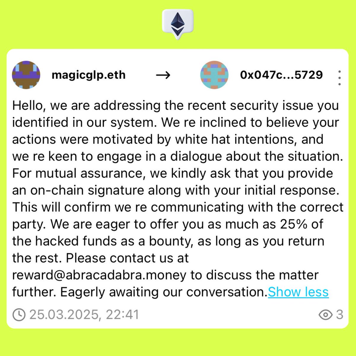 EthMessage tweet media