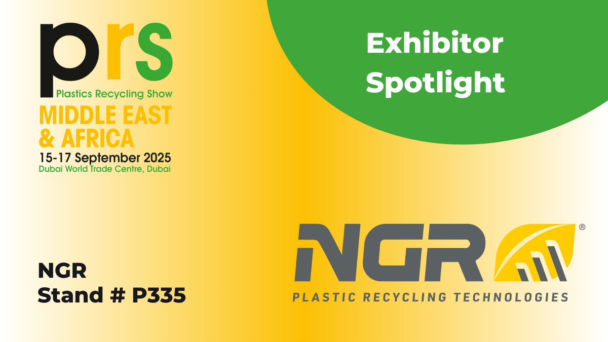 Welcome Next Generation Recycling Machines (NGR) as Exhibitors at the Plastics Recycling Show Middle East &amp; Africa in Dubai 15-17 Sept 2025. NGR is a European manufacturer of plastic recycling machines for post-industrial and post-consumer plastics. loom.ly/hHlBYjk