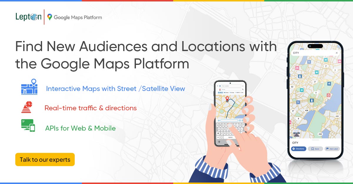 leptonsoftware's tweet image. #LeptonSoftware’s #GoogleMapsPlatform services offer 250+ country coverage &amp;amp; 100M+ daily updates—helping you pick the best spot, engage customers &amp;amp; make data-driven decisions.

Talk to our experts: bit.ly/3FGC2Yh

#GoogleMaps #LocationIntelligence #BusinessGrowth