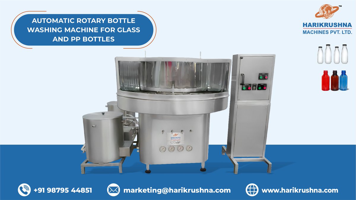 hmplgroup's tweet image. ✨ Elevate your bottle-washing process with HMPL&apos;s Automatic Rotary Bottle Washing Machine! bit.ly/46Fif3o 📏 Bottle Size: Ø15-75 mm | Height: Up to 280 mm |  Output: HMPL-RBW-64 (40-60 BPM) | HMPL-RBW-96 (80-100 BPM) #HMPL #BottleWashingMachine #BottleWasher #Machinery