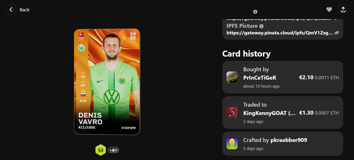 🔹bought and sold #roadtoMachida🔹

As I said yesterday, I have been busy the last few days, but here is a trade I was able to make.😱

📊Trade Summary:

Player: Denis Vavro🚀

Bought for: €1.30

Sold for: €2.10

Profit: €0.8

Current budget: €12.40/200

#sorare #nft #trading