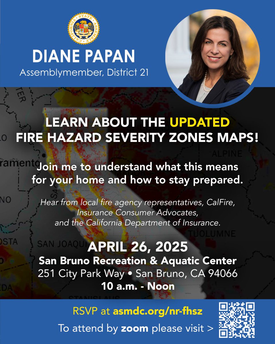 Fire Hazard Severity Zone Town Hall Meeting

Join The City of San Bruno and the San Bruno Fire Department on April 26 to learn about the updated Fire Hazard Severity Zone (FHSZ) maps recently released by CalFire and what they mean for your community.

📍 San Bruno Recreation &amp;