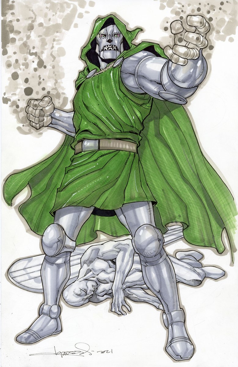 aaronlopresti's tweet photo. It's late, but never too late for art! #DoctorDoom #SilverSurfer #FantasticFour
