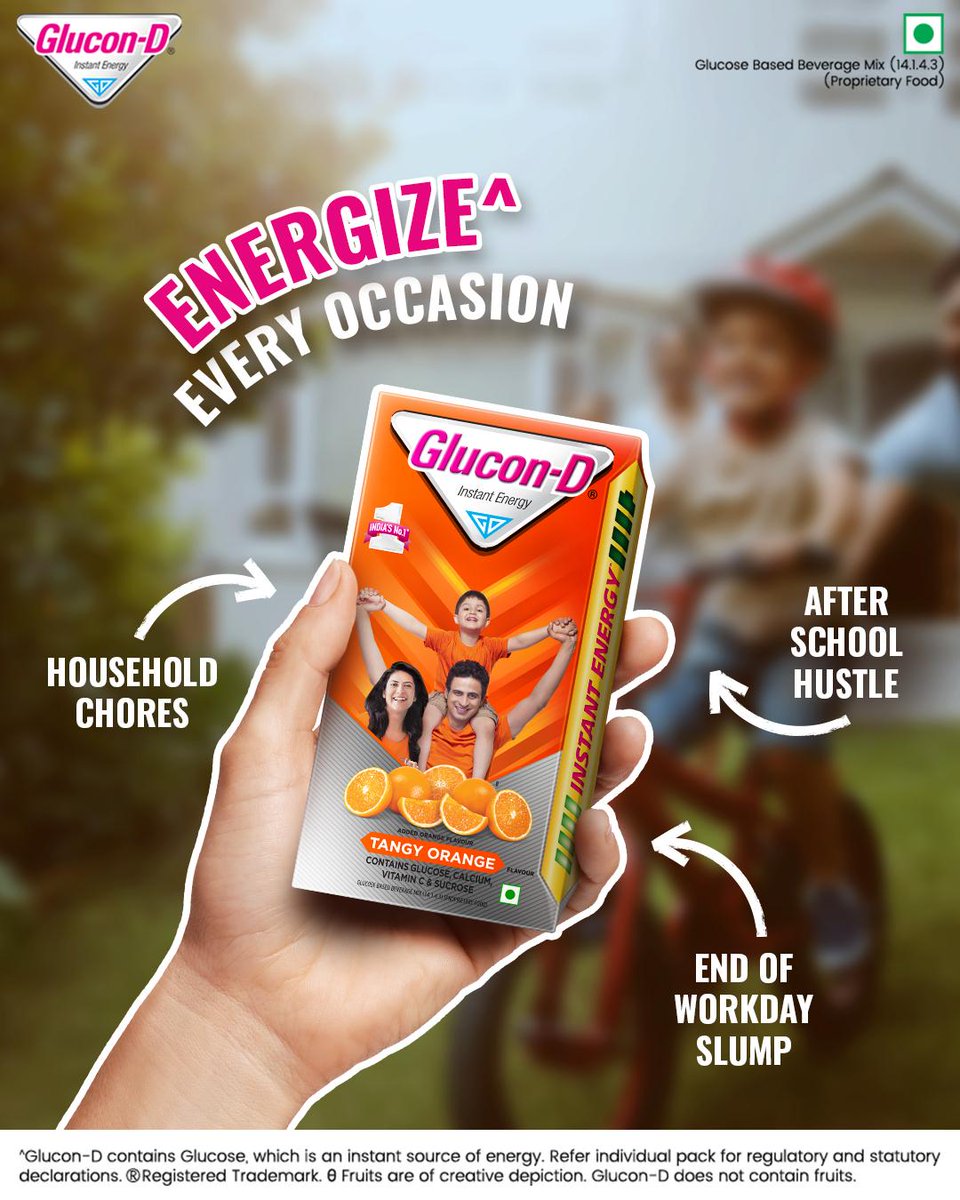 Glucon-D India (@glucondindia) on Twitter photo Weekend chill or office grind? 🎂🍽️ Glucon-D Tangy Orange delivers instant energy, no thakaan. Grab yours today!
#GluconD #ThakaanGoneEnergyOn #Flavours #VitaminC #InstantEnergy #TangyOrange Weekend chill or office grind? 🎂🍽️ Glucon-D Tangy Orange delivers instant energy, no thakaan. Grab yours today!
#GluconD #ThakaanGoneEnergyOn #Flavours #VitaminC #InstantEnergy #TangyOrange
