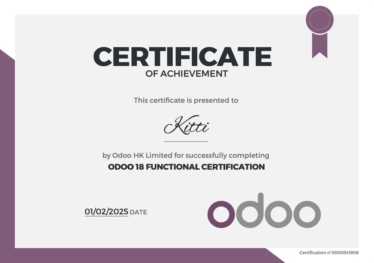 SystemCu79674's tweet photo. The First in Thailand , We got it Odoo v18 certified in 2025 . 🚀🎉

https://t.co/XAk2vfSpqj https://t.co/jOMGEQhjmf
