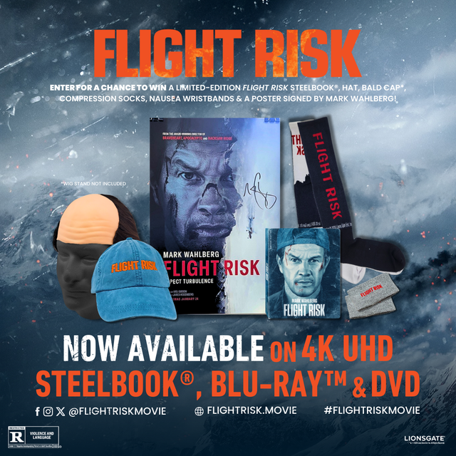 We're giving away a FLIGHT RISK package that includes a limited edition steelbook, signed poster, bald cap, custom hat, and more.

HOW TO ENTER:
• Follow <a href="/FandomWire/">FandomWire</a>
• Repost this post
• Like this post
• Tag 1 friend per REPLY for extra entries

#FlightRisk arrives on 4K UHD