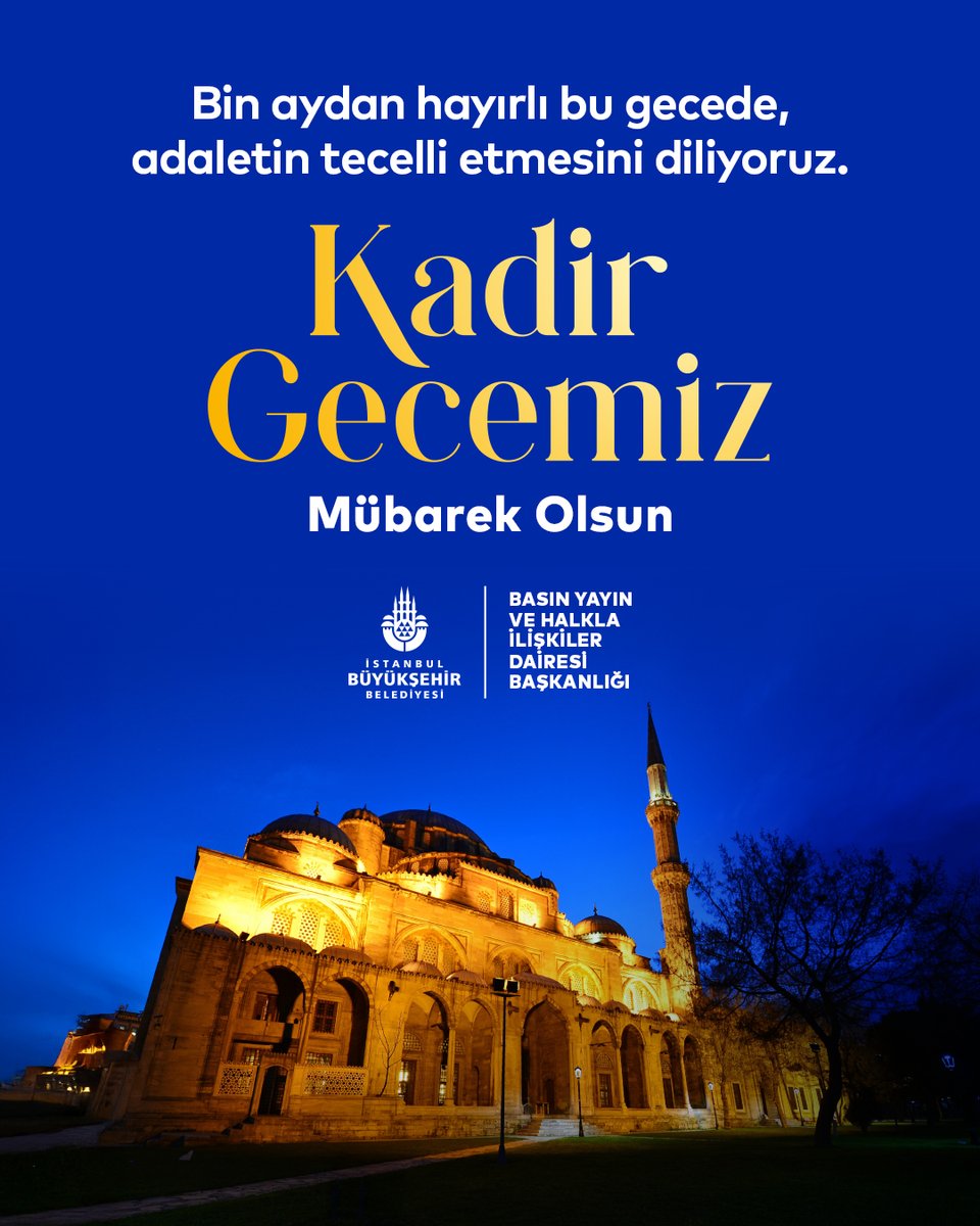 Bin aydan hayırlı bu gecede, adaletin tecelli etmesini diliyoruz.
Kadir Gecemiz mübarek olsun.
