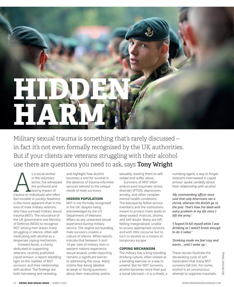 ForwardAssist1's tweet image. Drinking To Forget: Male MST Survivors A Hidden Population