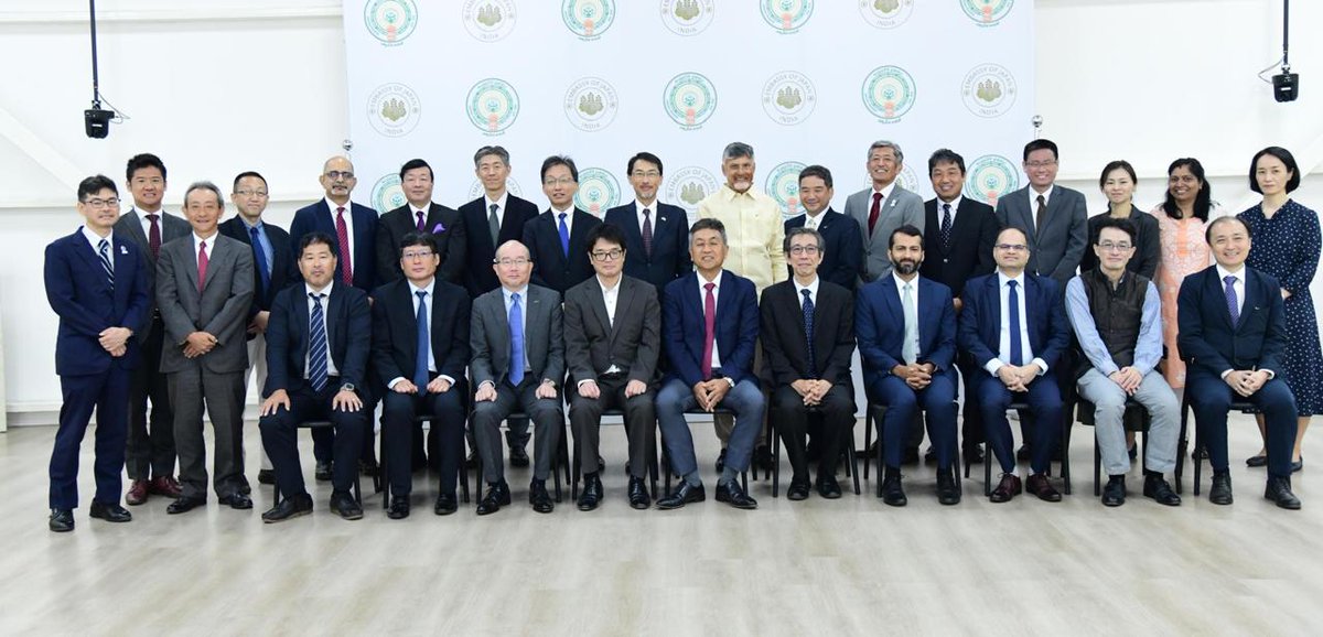 ncbn's tweet photo. Met with a delegation led by Japanese Ambassador H.E. Mr Keiichi Ono in Amaravati today. Our discussions focused on strengthening economic ties, expanding Japanese investments in Andhra Pradesh, and exploring collaborations across various sectors such as shipbuilding, electronics, chemicals, automobiles, and education to drive new opportunities for growth. @JapanAmbIndia @JapaninIndia