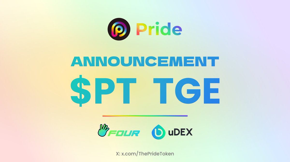 ThePrideToken's tweet photo. 🌈 Pride Token $PT has been fair-launched on https://t.co/3kriDsQktD 🏳️‍🌈🔥 #PrideToken #LGBTQ #FairLaunch #FourMeme #uDEX https://t.co/sdWmvR9Wug