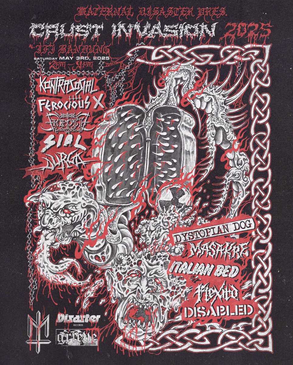 gilangweedasara's tweet photo. MATERNAL DISASTER PRESENT :
CRUST INVASION 2025 at IFI BANDUNG, 3 MAY 2025.
CRUST ON!!!
#crustinvasion2025
#maternaldisaster #disasterrecords #grieverecords https://t.co/rMTgVPKeYg