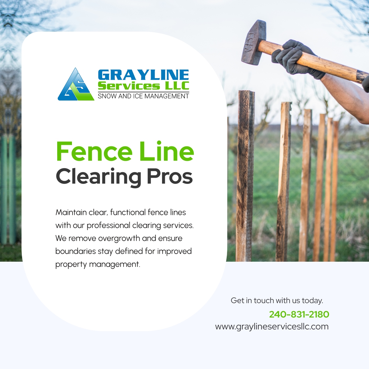 Graylinesvcs's tweet image. Keep your fence lines in top shape with Grayline Services LLC. Contact us today for efficient, reliable clearing solutions! 

#CollegeParkMD #LandClearingService #FenceLineCare
