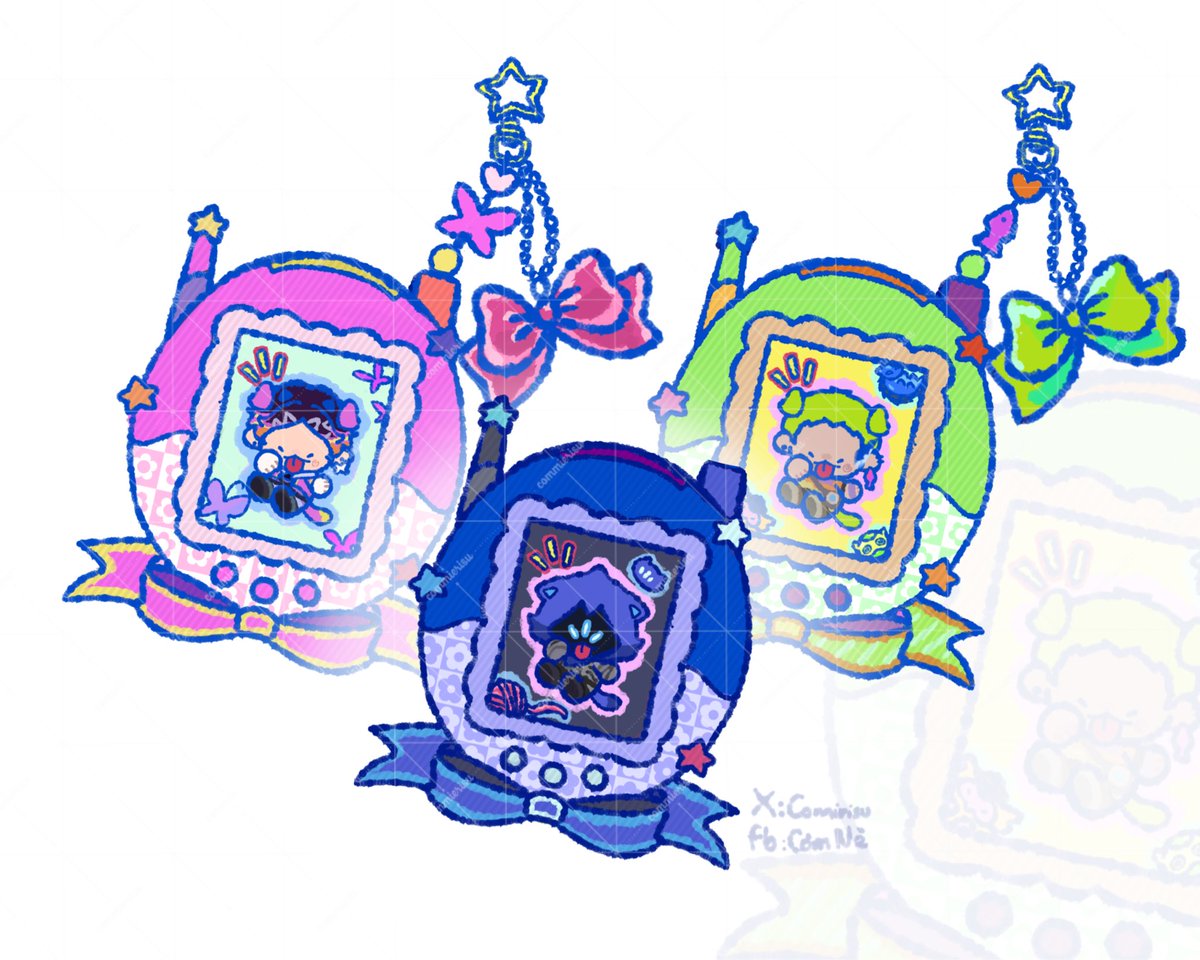 commierisu's tweet photo. Tamagotchi charms with #Gekko #Omen #Clove 

#CoFiss14 #colorfiestaseason14 #VALORANT #ValorantArt #VALORANTfanart #commiemon https://t.co/qzYZffouNc
