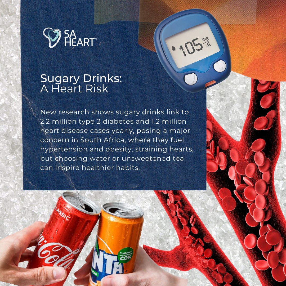 Sugary drinks linked to 2.2M type 2 diabetes &amp; 1.2M heart disease cases yearly. In SA, this is a warning to swap sweet drinks for water.