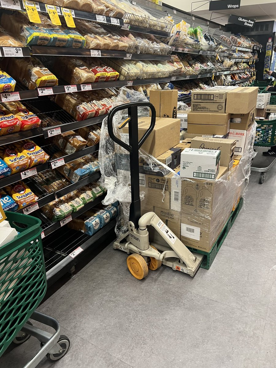 Hey <a href="/woolworths/">Woolworths</a> how are you even supposed to shop in your store when it’s totally just filled with stock pallet and trolleys. Totally unsafe and useless. #stives