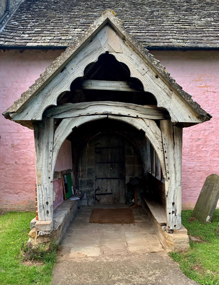 The 14th century timber-framed south porch at St Mary's Church, Kempley, Gloucestershire. 📸 My own. #Woodensday #Medieval #Kempley #Gloucestershire