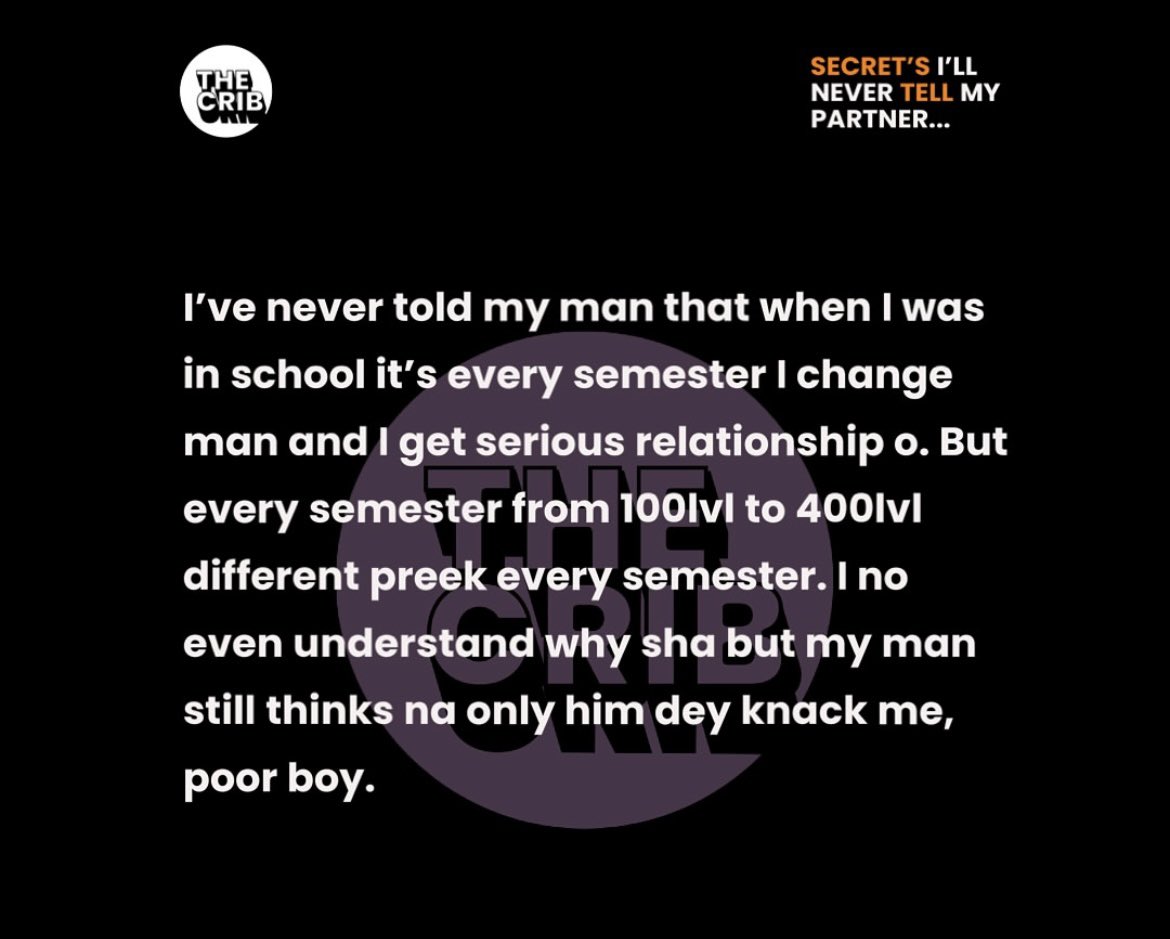 If you think your partner doesn’t keep any secrets from you. Think again 🧏🏾‍♂️!!

Random people share secrets they’ll never tell their partners. 

A thread 👇🏽