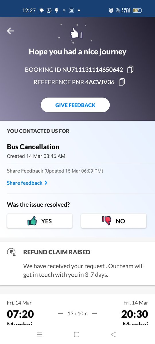 vedantchu's tweet photo. @makemytrip due to travels agency cancelled bus I am unable to travel and I already rise refund request bt still no getting refund https://t.co/zb2CW1kzeJ