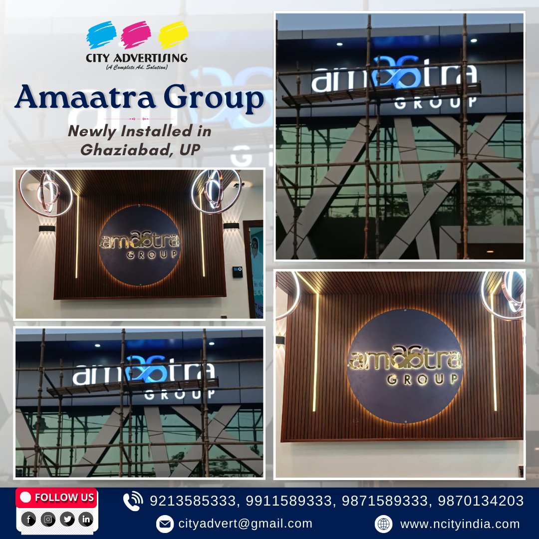 Ncityadvert's tweet image. Amaatra Group sign board is now installed in Ghaziabad! 💎
✅ LED Acrylic Sign Boards
✅ Stainless Steel Letters

🌐 Visit: ncityindia.com
☎ Call: +91 9871585333, 9213585333

#CityAdvertising #acrylicsign #amaatragroup  #LEDSignBoard #signboard #ssletters #branding