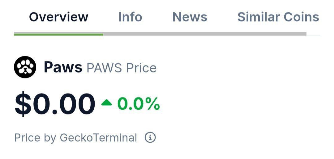 $PAWS now listed on Coingecko

Here is the token contract address 👇

PAWSxhjTyNJELywYiYTxCN857utnYmWXu7Q59Vgn6ZQ