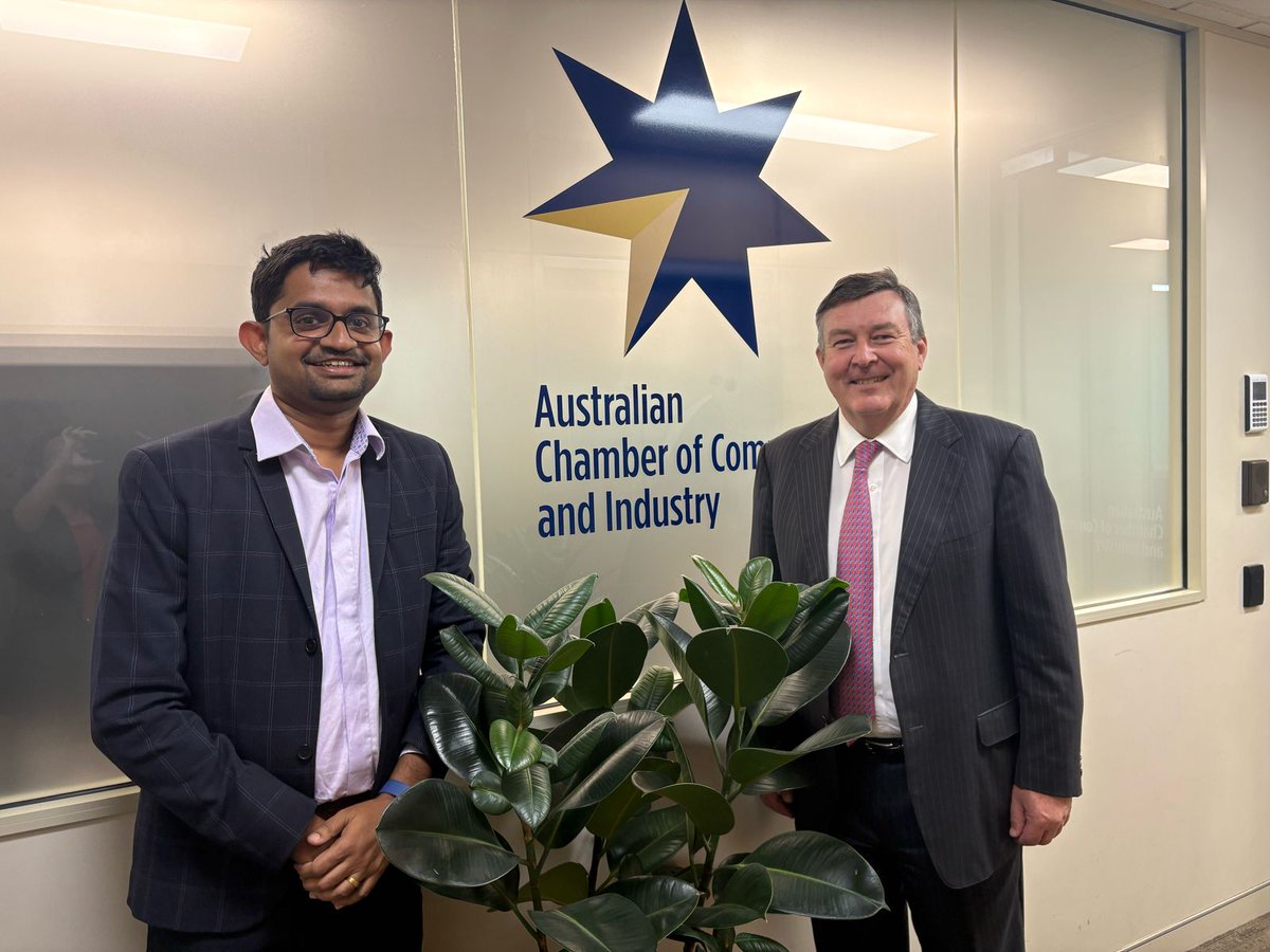 Our Chief of Economic Policy Shiran Fernando met with Chris Barnes, Head of Business Development and International Affairs at the Australian Chamber of Commerce &amp; Industry (ACCI).

Their discussion focused on global economic challenges and opportunities, building on insights from