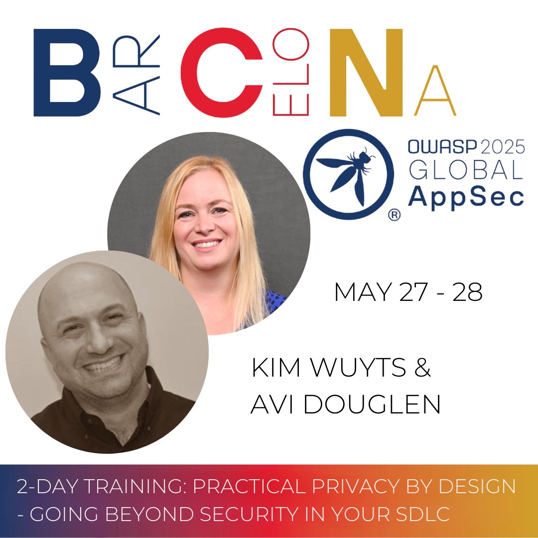 Master Privacy Engineering at OWASP Global AppSec 2025 EU in Barcelona!

2-Day Training | May 27-28, 2025
Level: Intermediate | Trainers: Kim Wuyts &amp; Avi Douglen

Privacy is hotter than ever, and this in-demand course will arm you with the technical skills to integrate Privacy by