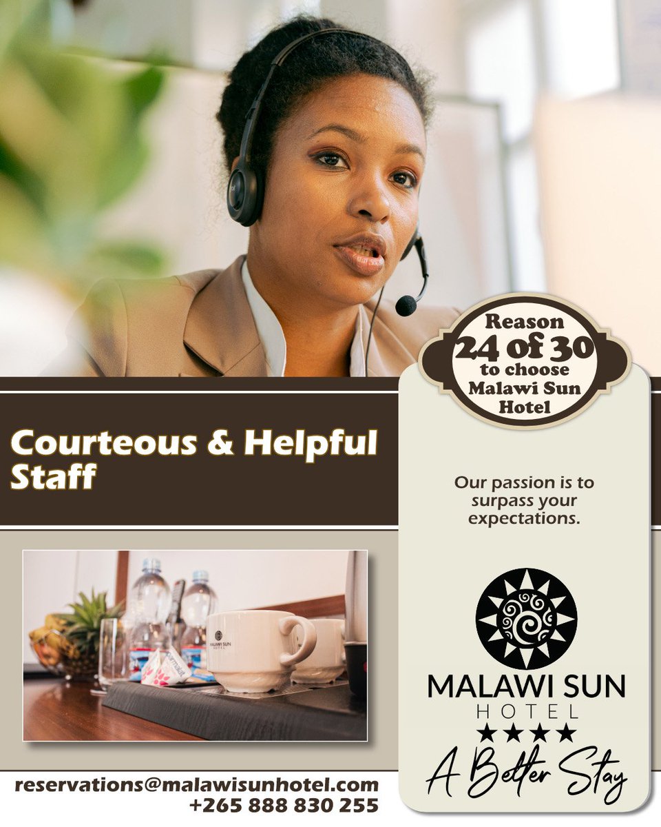 Reason 24 of 30 to choose Malawi Sun Hotel and Conference Centre😊