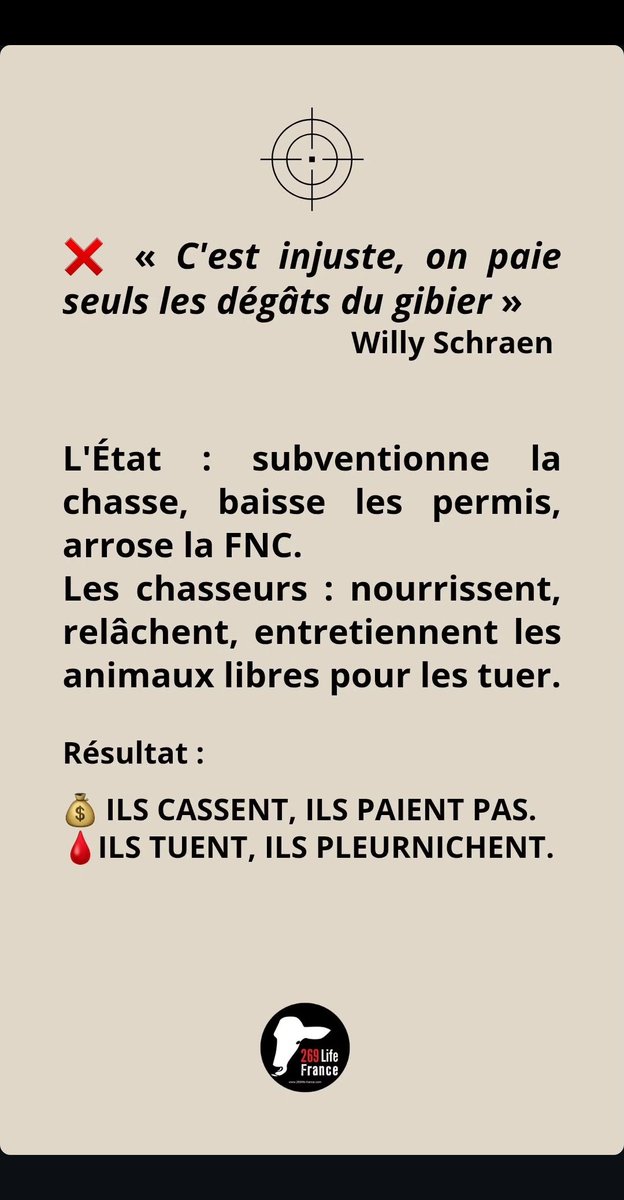 269lifeF's tweet photo. @WillySchraen toujours à la #chasse pour plus de subventions de l'état. Les professionnels du #spécisme ont du talent. https://t.co/mvSOh8t9Bn