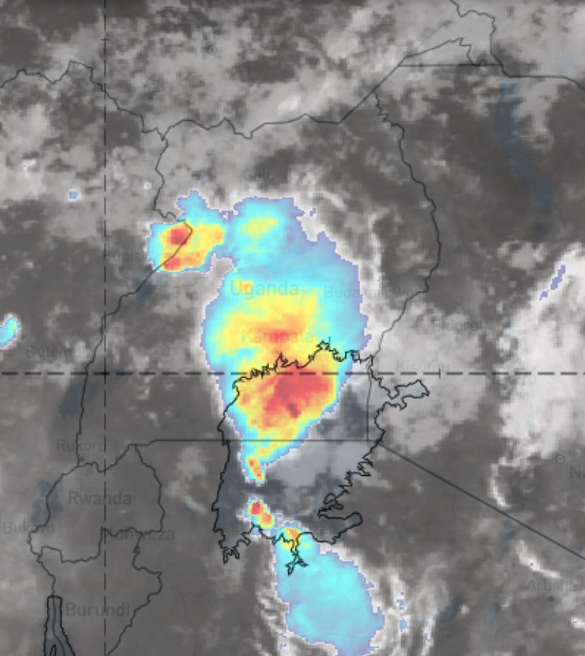 This morning, areas around Lake Victoria basin, Eastern Central and part of the Albertine region are having thundershowers, this is expected to extend to areas of Midwestern  towards early afternoon.