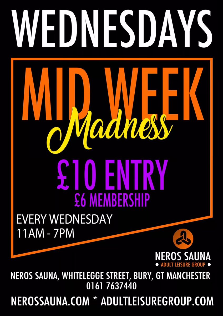 MID WEEK MADNESS at Nero’s every Wednesday! £10 entry, £6 membership, unlimited tea, coffee, towels &amp; pass outs. No voucher needed – just turn up!