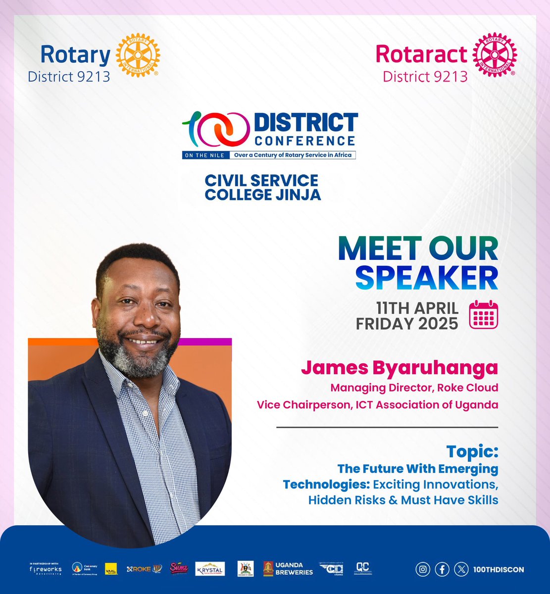 District Conference 101 (@discon101) on Twitter photo Meet Our Speaker: James Byaruhanga <a href="/byaruhj/">Byaruhanga James โ๏ธ</a>
Join us at the 100th District Conference on 11th April 2025 at the Civil Service College, #Jinja as James Byaruhanga takes the stage to explore "The Future with Emerging Technologies: Exciting Innovations, Hidden Risks & Must-Have Meet Our Speaker: James Byaruhanga <a href="/byaruhj/">Byaruhanga James โ๏ธ</a>
Join us at the 100th District Conference on 11th April 2025 at the Civil Service College, #Jinja as James Byaruhanga takes the stage to explore "The Future with Emerging Technologies: Exciting Innovations, Hidden Risks & Must-Have