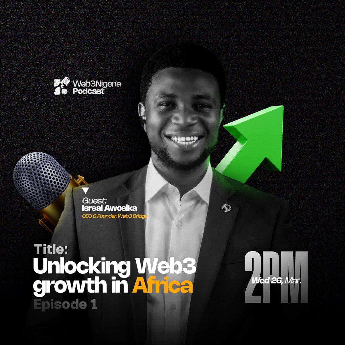 Emmanuel Onuoha (@onu0ha) on Twitter photo We are commencing the <a href="/Web3Nigeria/">Web3 Nigeria</a> Podcast.
I am really excited to chat with founders, builders and African innovators making incredible strides in the continent.
Hosting <a href="/Ebunayo08/">Ebunayo.eth 🇳🇬</a> by 2PM GMT +1 for our first ever episode as we chat about “Unlocking Web3 Growth in Africa”. We are commencing the <a href="/Web3Nigeria/">Web3 Nigeria</a> Podcast.
I am really excited to chat with founders, builders and African innovators making incredible strides in the continent.
Hosting <a href="/Ebunayo08/">Ebunayo.eth 🇳🇬</a> by 2PM GMT +1 for our first ever episode as we chat about “Unlocking Web3 Growth in Africa”.